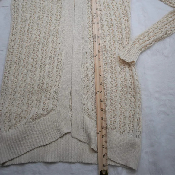 Urban Outfitters Crochet Cardigan Sz S Longline Neutral Boho Fairy Minimalist - Picture 11 of 13